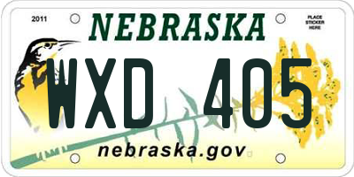 NE license plate WXD405
