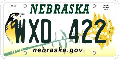 NE license plate WXD422
