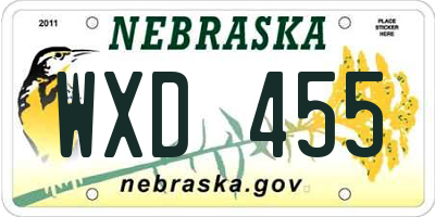 NE license plate WXD455