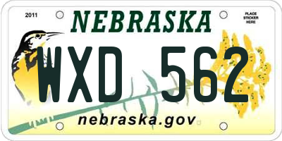 NE license plate WXD562
