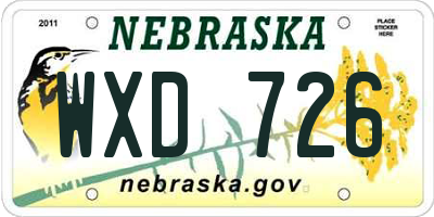 NE license plate WXD726