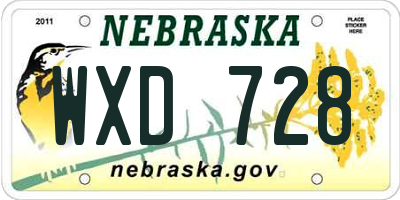 NE license plate WXD728