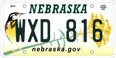 NE license plate WXD816