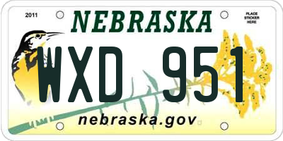NE license plate WXD951