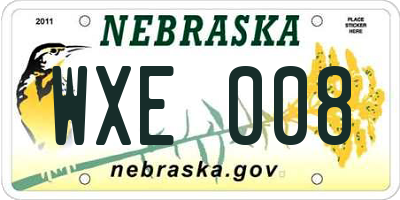 NE license plate WXE008