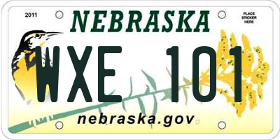 NE license plate WXE101