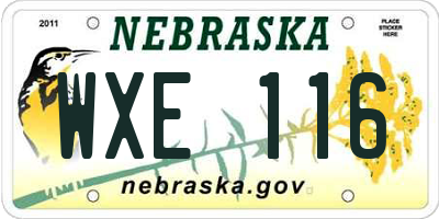 NE license plate WXE116