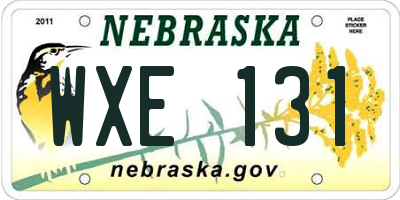 NE license plate WXE131