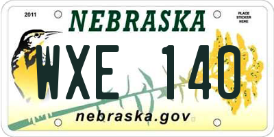 NE license plate WXE140