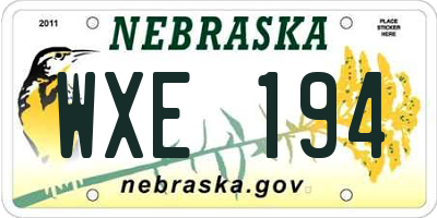 NE license plate WXE194