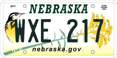 NE license plate WXE217