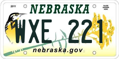 NE license plate WXE221