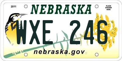 NE license plate WXE246