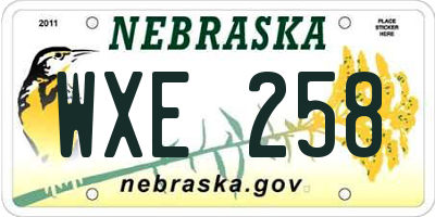 NE license plate WXE258