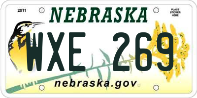 NE license plate WXE269