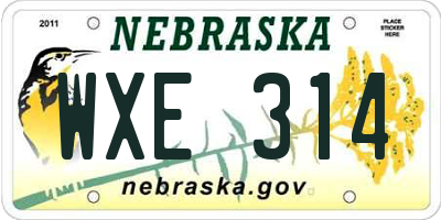 NE license plate WXE314