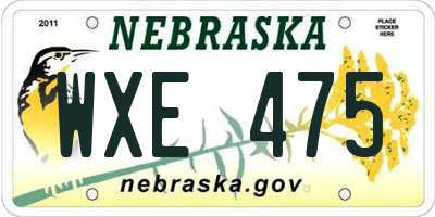 NE license plate WXE475