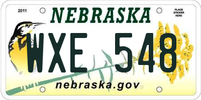 NE license plate WXE548