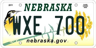 NE license plate WXE700