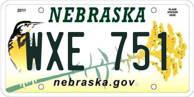 NE license plate WXE751