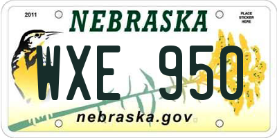 NE license plate WXE950