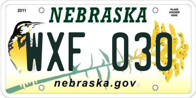 NE license plate WXF030