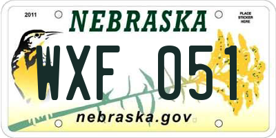 NE license plate WXF051