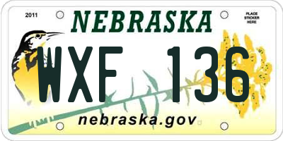 NE license plate WXF136