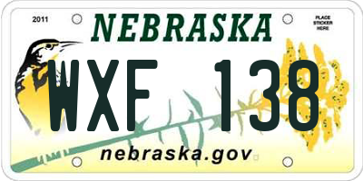 NE license plate WXF138