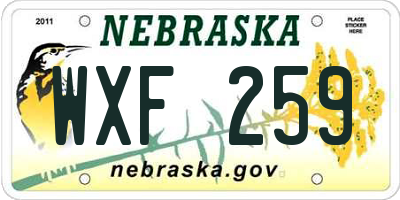 NE license plate WXF259