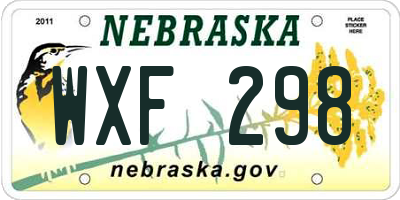 NE license plate WXF298