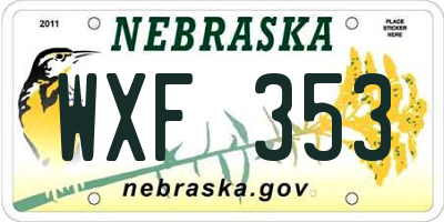 NE license plate WXF353