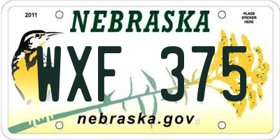 NE license plate WXF375