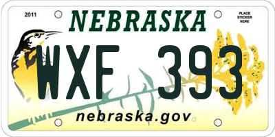 NE license plate WXF393