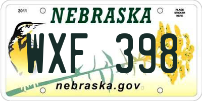 NE license plate WXF398