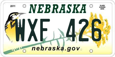 NE license plate WXF426