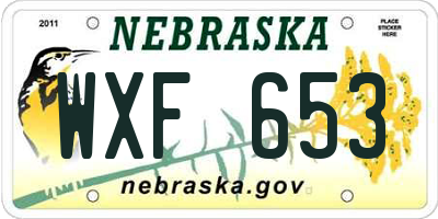 NE license plate WXF653