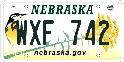 NE license plate WXF742