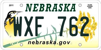 NE license plate WXF762