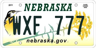 NE license plate WXF777