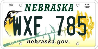 NE license plate WXF785