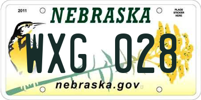 NE license plate WXG028