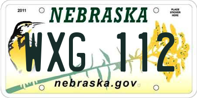 NE license plate WXG112