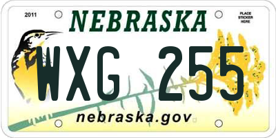 NE license plate WXG255