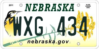 NE license plate WXG434