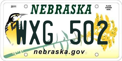 NE license plate WXG502