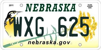 NE license plate WXG625