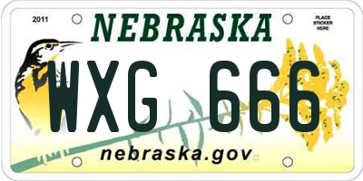 NE license plate WXG666