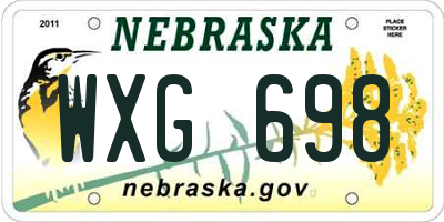 NE license plate WXG698