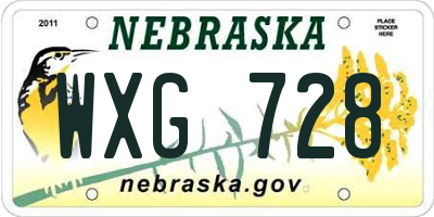 NE license plate WXG728